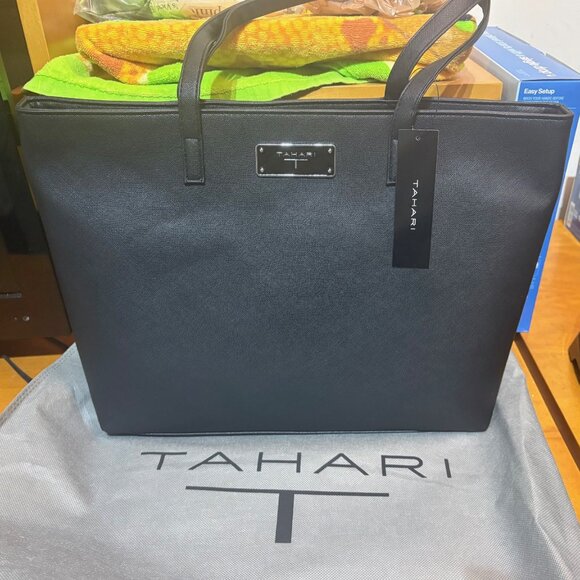 Tahari Handbags - Tahari TN1769/P08 Black Saffiano Leather-style Tote- New With Tags- NWT